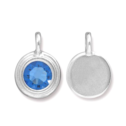 Charms & Solderable Accents Silver Plated Crystal Sapphire Charm-September (Sapphire)